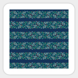 Mistletoe Christmas Stripes Blue Sticker